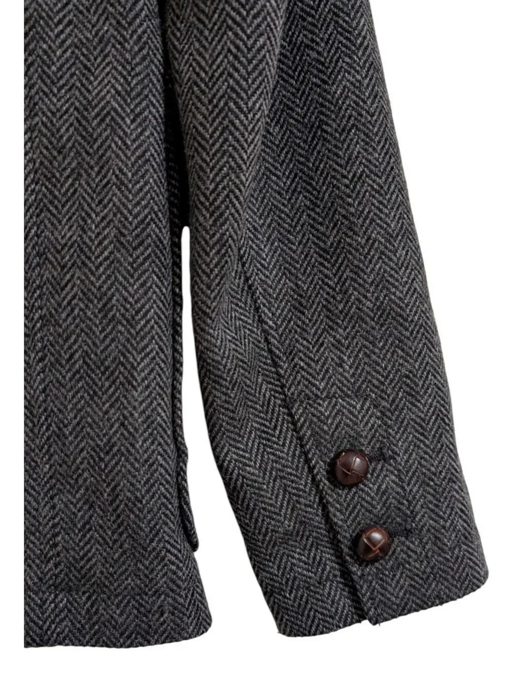 Abercrombie & Fitch Men's Wool Blend Herringbone Blazer Jacket Charcoal Gray L